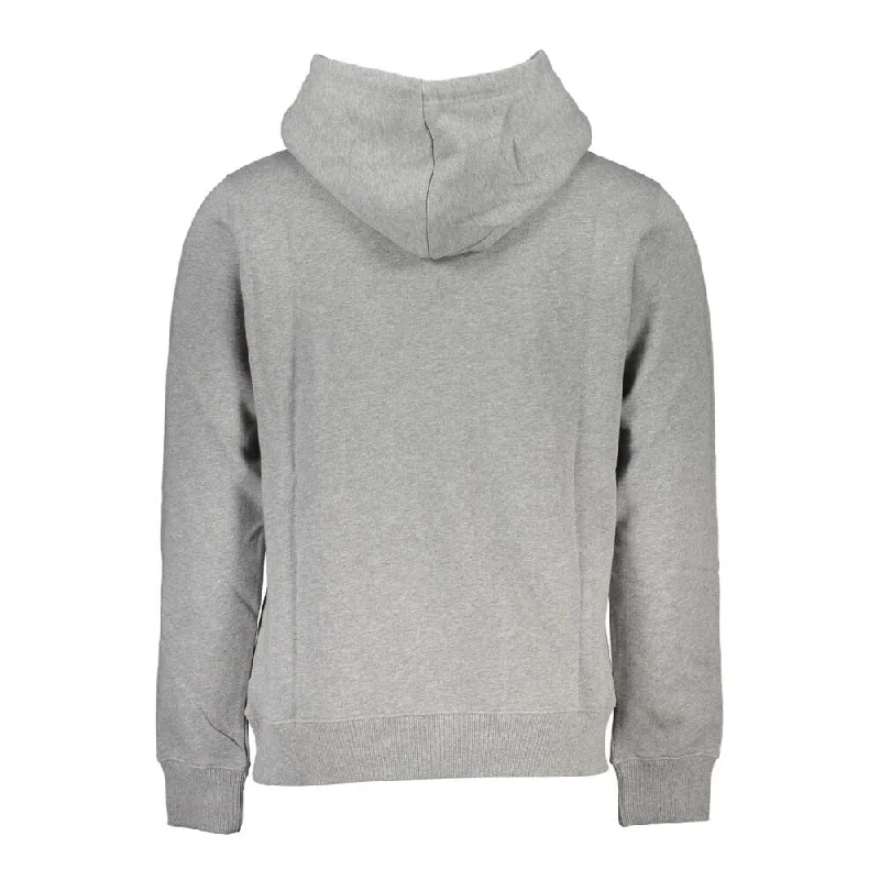Men's Sweaters with Zip-Up CollarsCalvin Klein Elegant Gray Long Sleeve Hooded Men's Sweatshirt
