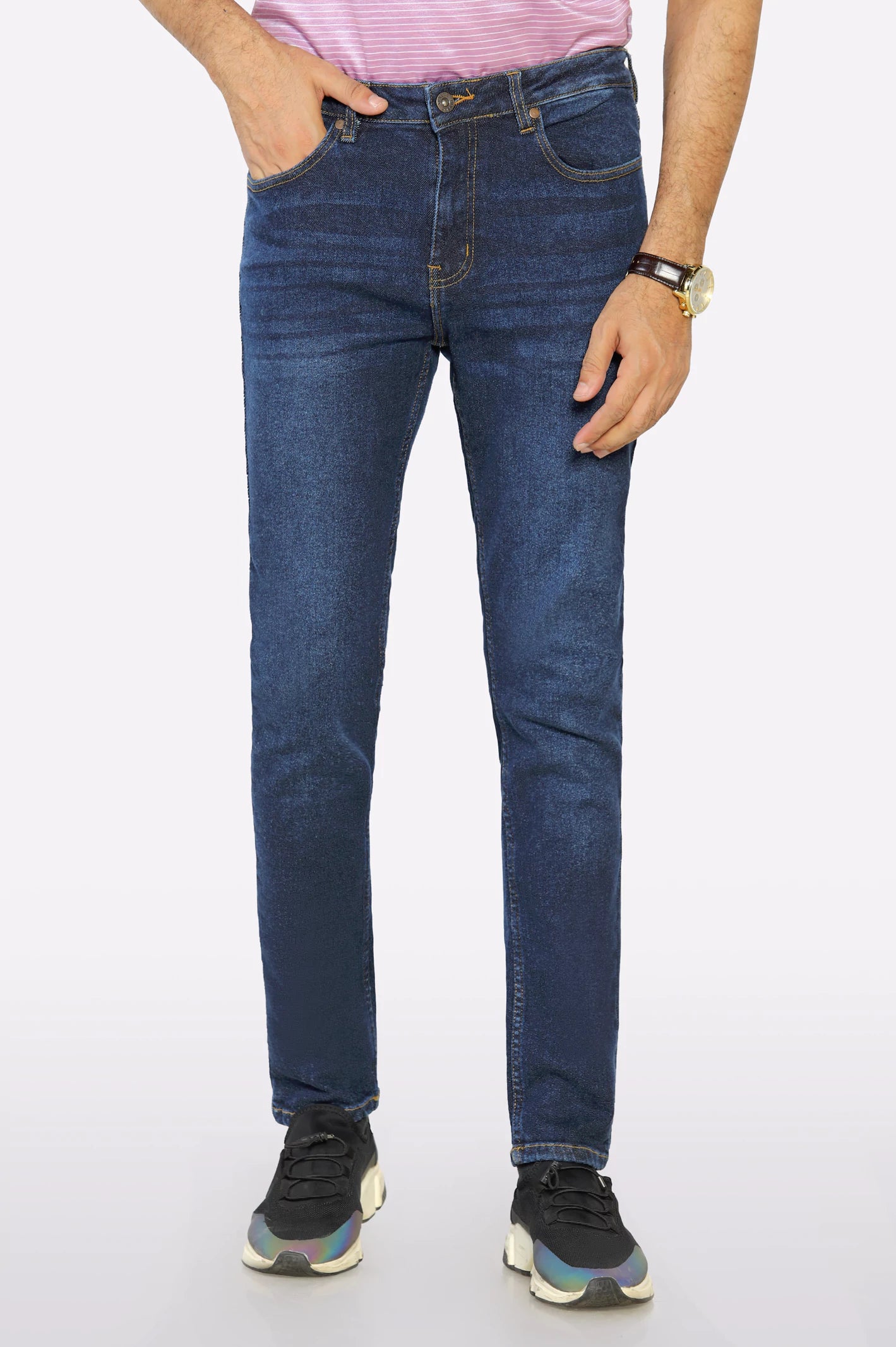 Mid-Waisted Men's JeansDark Blue Slim Fit Jeans