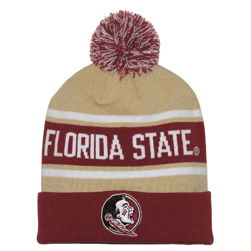 Protective Safety HatsNike Florida State Seminole Logo Cuff Pom Knit Cap - Garnet/Gold