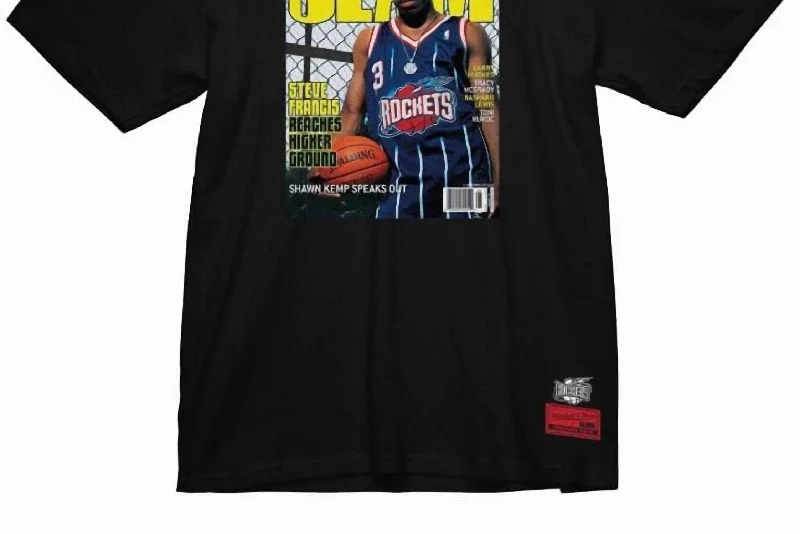 Men's Shirts with Graphic SleevesMen's Slam Cover Aug 00 Houston Rockets Steve Francis Tee In Black