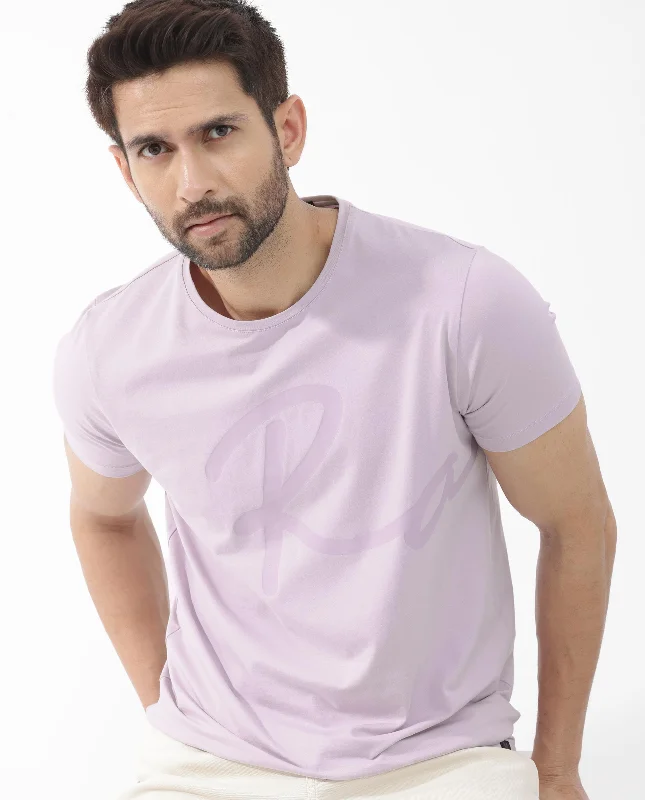 Men's Shirts with TiesRare Rabbit Mens Stamp-2 Dusky Pink Cotton Lycra Fabric Half Sleeves Graphic Signature Print T-Shirt Men's Shirts with TiesRare Rabbit Mens Stamp-2 Dusky Pink Cotton Lycra Fabric Half Sleeves Graphic Signature Print T-Shirt
