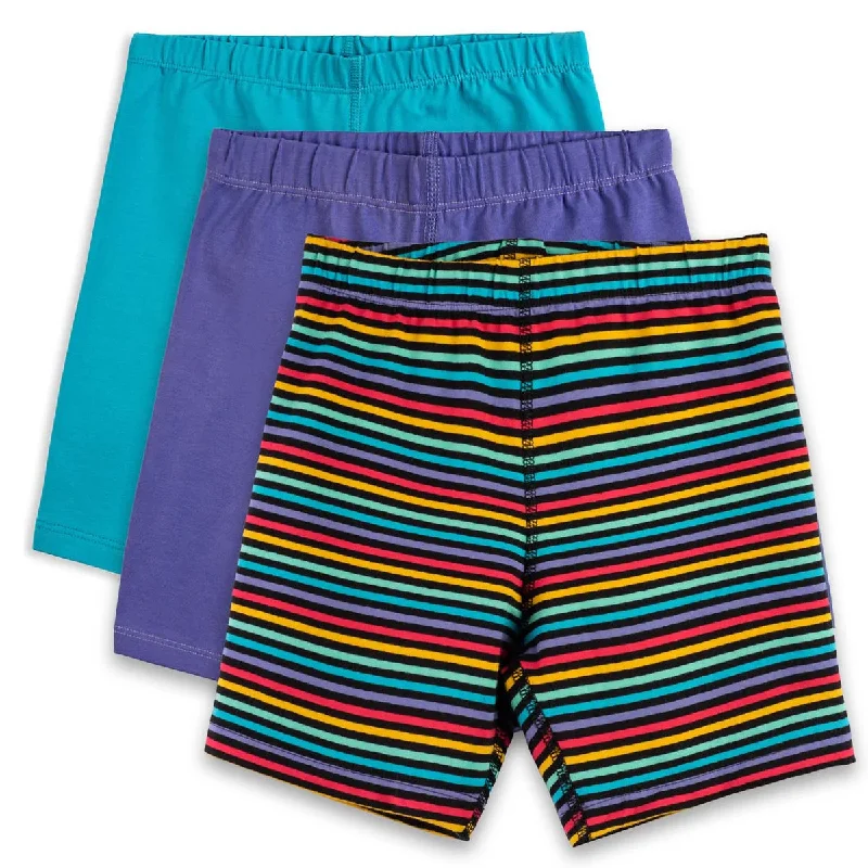 Chino-Style Men's Dress ShortsMightly Girls Purple | Turquoise Stripe Shorts