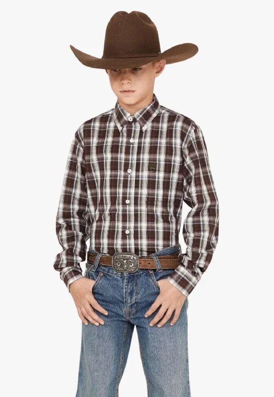 Men's Striped Long-Sleeve Shirts for a Maritime FeelCinch Boys Plaid Button Down Long Sleeve Shirt