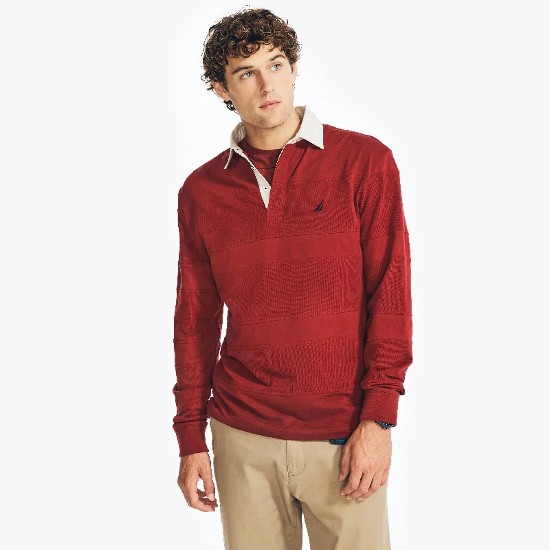 Men's Shirts with Hook-and-Loop ClosuresNautica Mens Long-Sleeve Rugby Polo Shirt