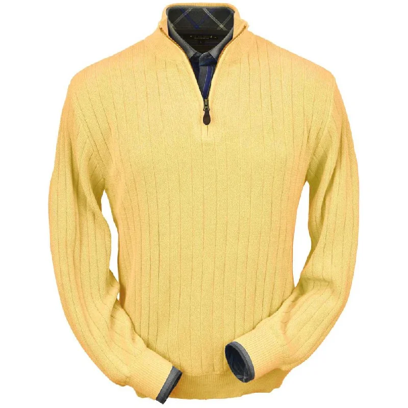 Essential Men's V-Neck SweatersBaby Alpaca 'Links Stitch' Half-Zip Mock Neck Sweater in Yellow by Peru Unlimited