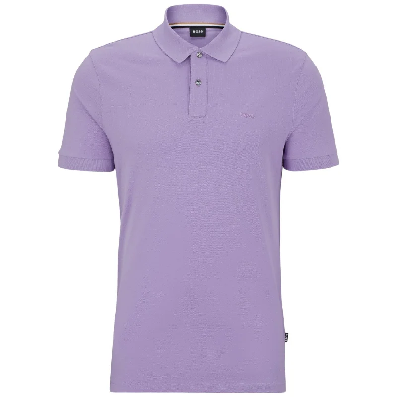 Men's Shirts with Zippered PocketsHugo Boss Men's Pallas Short Sleeve Pique Polo Shirt, Lavender Cream