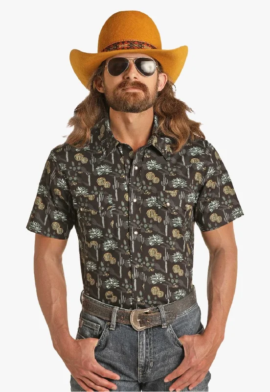 Men's Iron-Free Shirts for Wrinkle-Resistant WearRock and Roll Mens Dale Brisby Snap Short Sleeve Shirt
