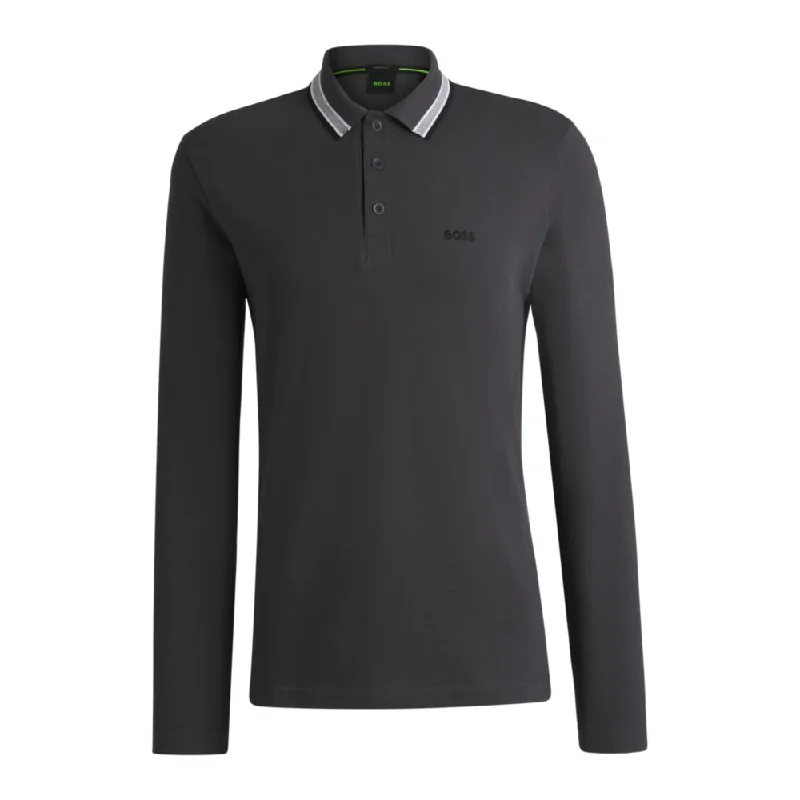 Men's Shirts with Adjustable HemlinesLong-sleeved polo shirt in cotton piqué
