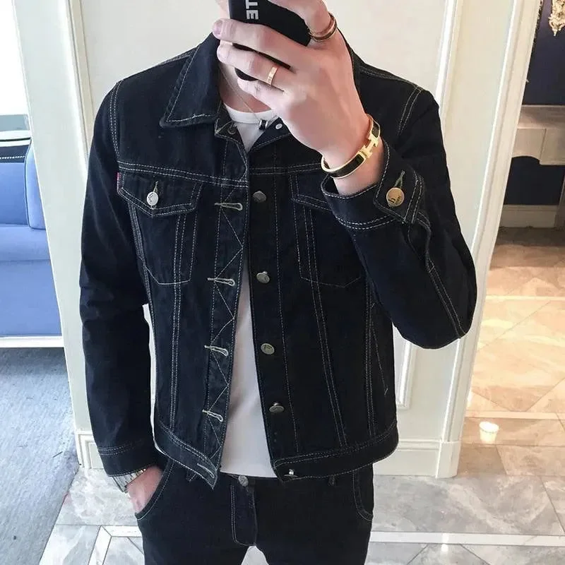 Workwear Men's JeansLapel Denim Jacket Men