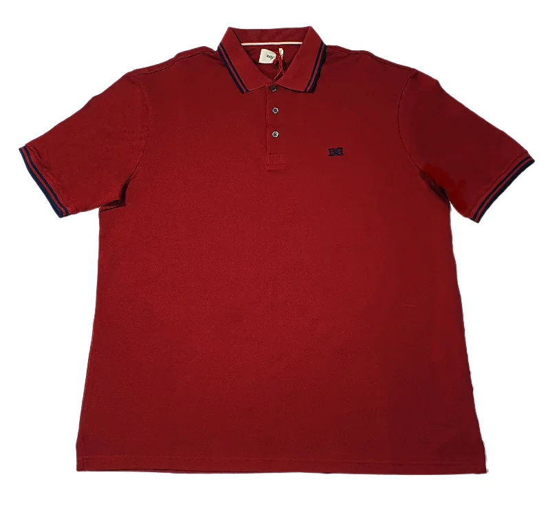 Men's Shirts with Pleated HemlinesBally 6240247 Men's Red Cotton Polo Shirt Size 3XL