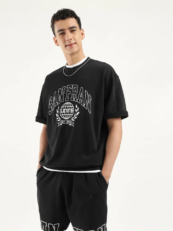 Men's Shirts with Abstract DesignsMen's Solid Black Crew Neck T-shirt