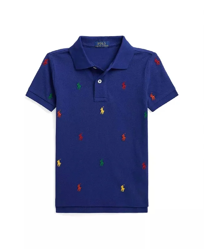 Men's Shirts with Bow TiesKids Boys Pony Cotton Mesh Polo Shirt In Cobalt Blue