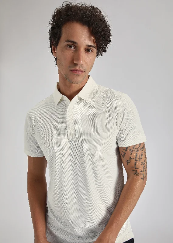 Men's Shirts with Full PlacketsWhite Stitchless Polo T-shirt