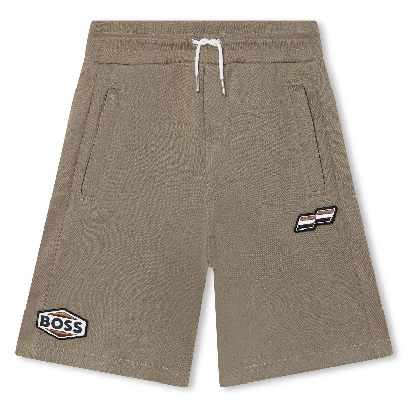 Breathable Fabric Men's Running ShortsKhaki Green Cotton Shorts