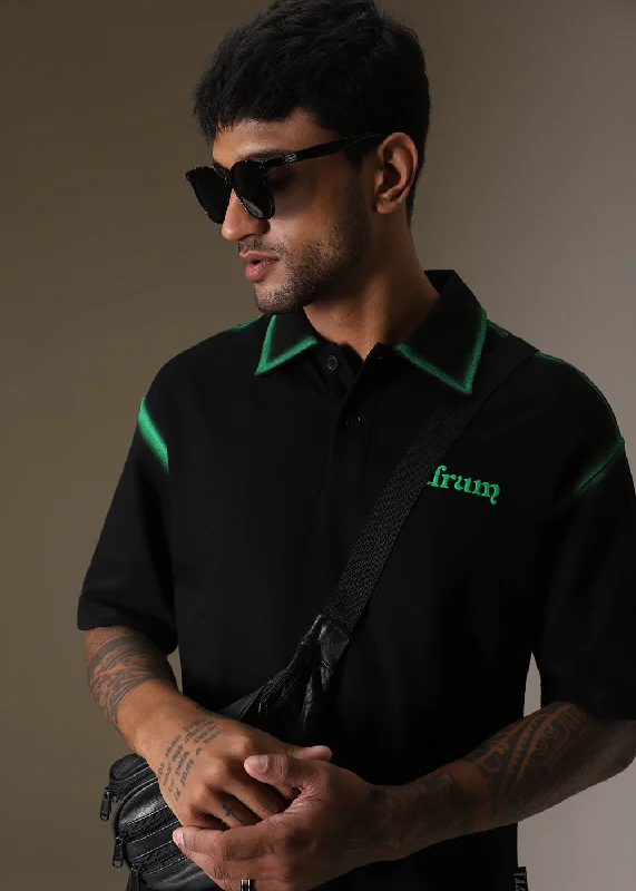 Men's Shirts with Custom MonogramsGradient Green Drop Shoulder Polo T-shirt