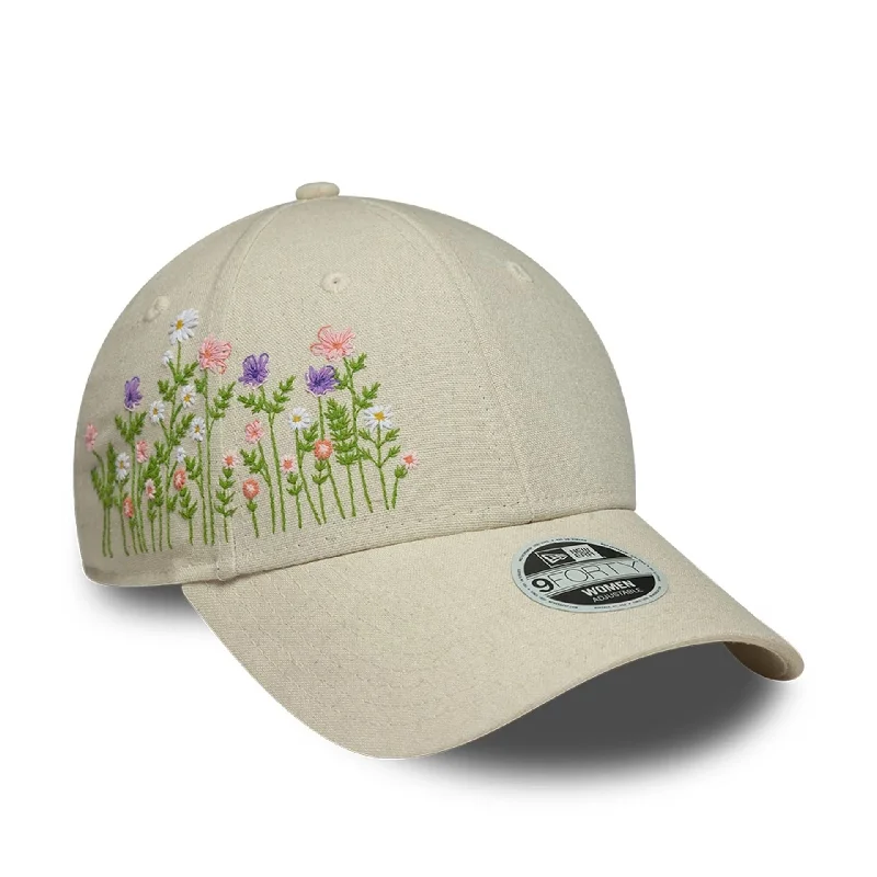 Customized Baseball CapsWomens New Era Floral Cream 9FORTY Adjustable Cap