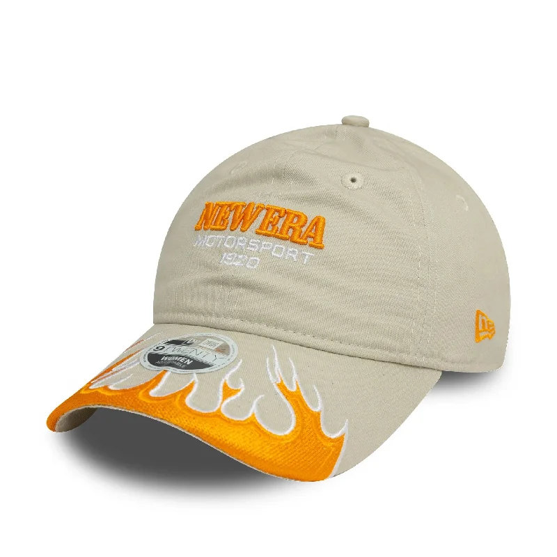 Youth Baseball HatsWomens New Era Flame Visor Cream 9TWENTY Adjustable Cap