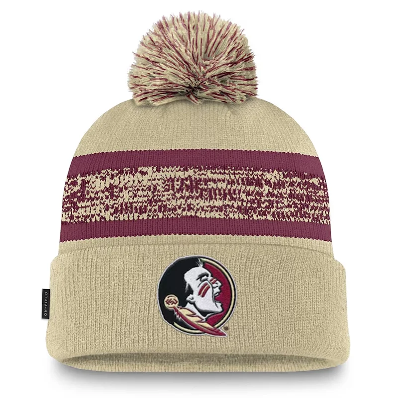 Retro Fedora CapsNike Seminole Logo Cuff Pom Knit Cap - Gold/Garnet