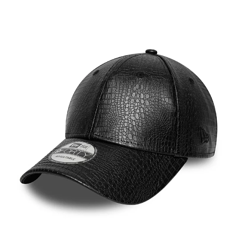 Female Straw HatsNew Era Faux Snake Skin Black 9FORTY Adjustable Cap