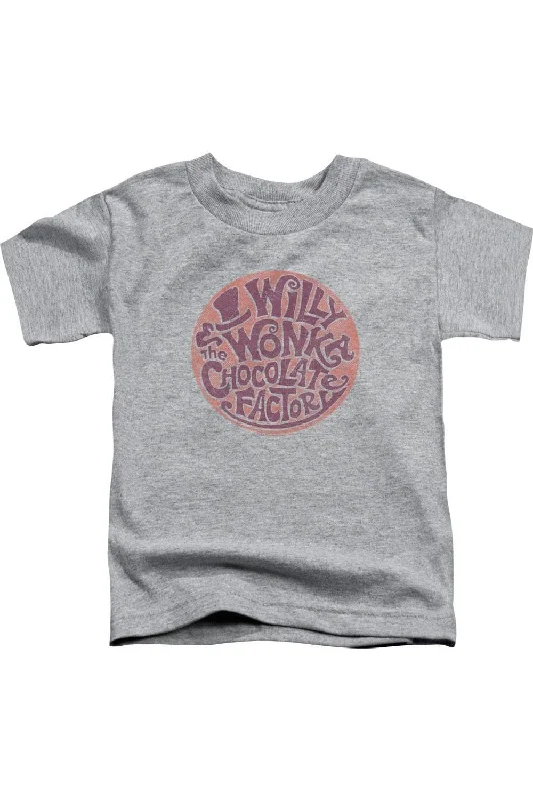 Men's Shirts with Embellished CollarsWilly Wonka And The Chocolate Factory Circle Logo Short Sleeve Juvenile Tee / T-Shirt