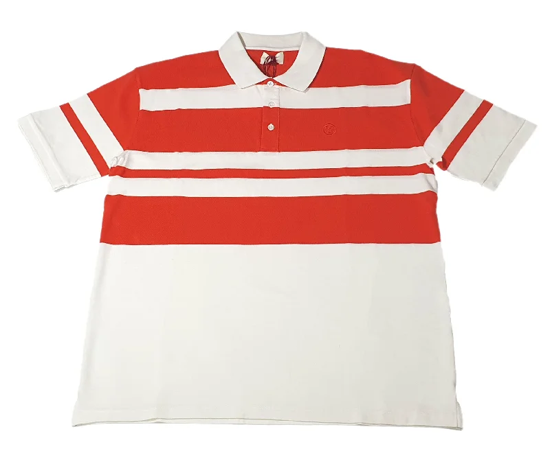 Men's Shirts with Hidden ButtonsBally 6303584 Men's  Bone/Orange Striped Organic Cotton Polo Shirt