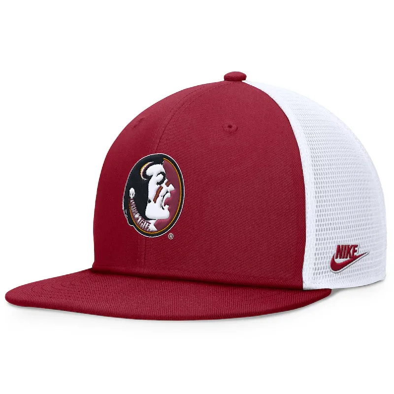Women's Bucket HatsNike Men's Vault Seminole Logo Dri-fit Pro Structured Square Bill Trucker Cap - Crimson/White