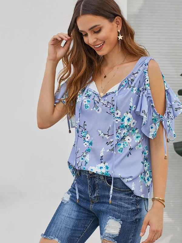 Men's Tailored Shirts for a Sharp AppearanceKittenAlarm - Color Block Shirt Floral Print Top