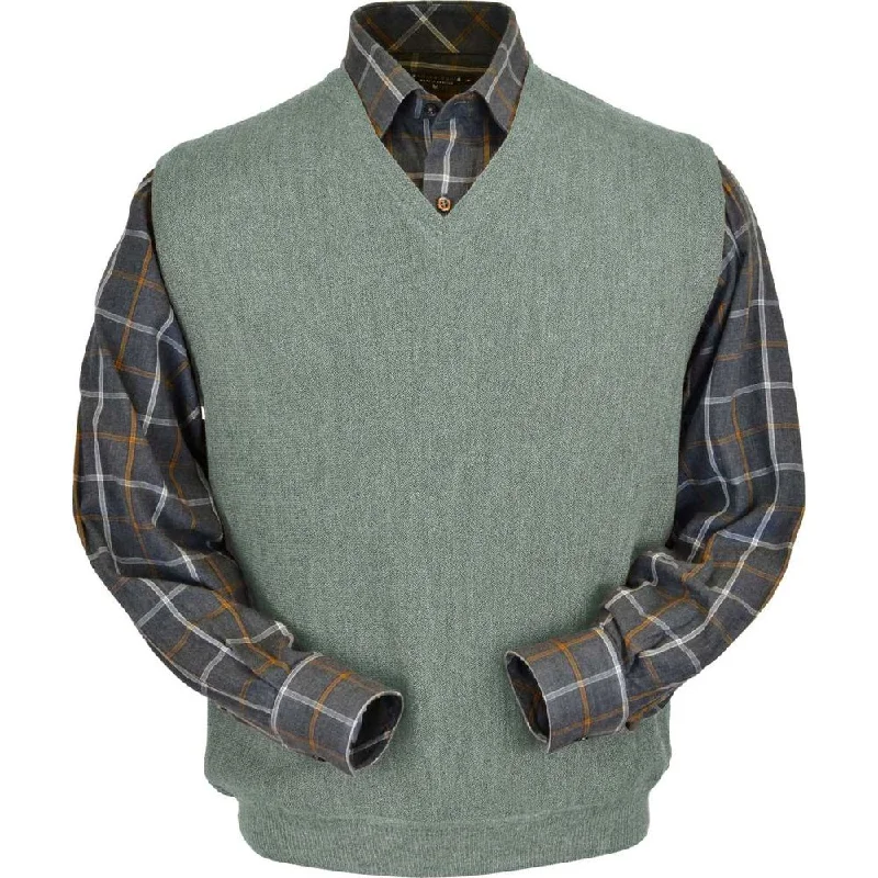 Men's Sweaters with Argyle PatternsBaby Alpaca 'Links Stitch' V-Neck Sweater Vest in Sage Heather by Peru Unlimited