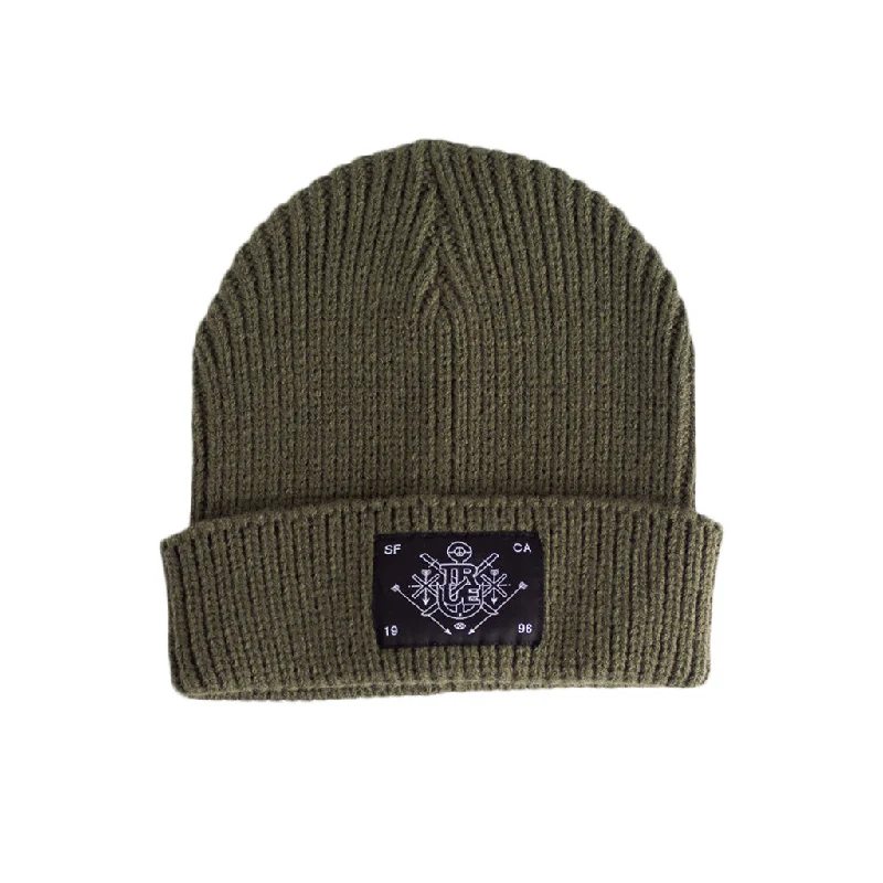Embroidered Baseball CapsTrue Burning Bridges Waffle Beanie Olive