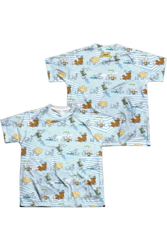 Men's Shirts with Patchwork SleevesAnimaniacs Experiments (Front/Back Print) Short Sleeve Youth Poly Crew Tee / T-Shirt
