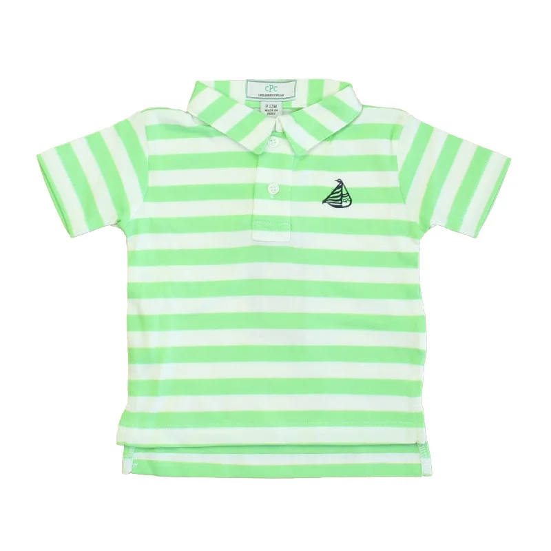 Men's Shirts with Embellished HemlinesClassic Prep Boys Summer Green | Bright White Polo Shirt Size: 9-12 Months