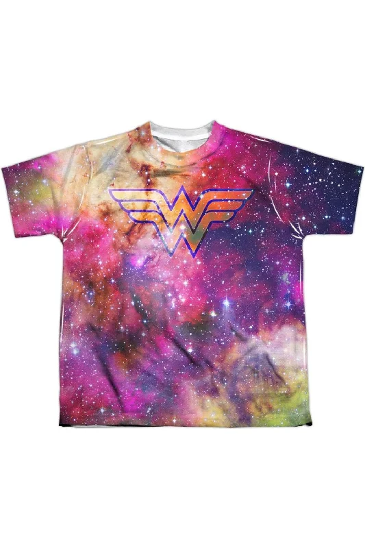 Men's Shirts with Patch PocketsJustice League of America Wonder Woman Galaxy Short Sleeve Youth Poly Crew Tee / T-Shirt