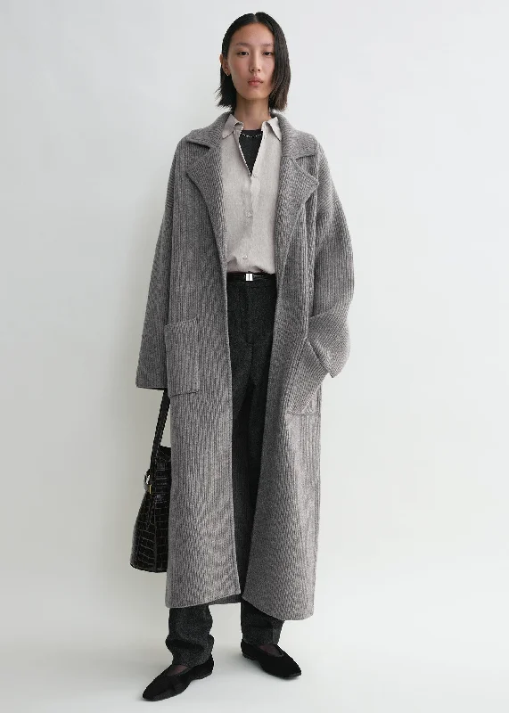 Men's Sweaters with Kangaroo PocketsRib-knit cardi coat grey melange