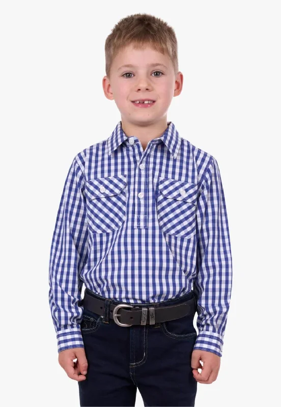 Men's Dressy Button-Down Shirts for Formal OccasionsHard Slog Kids Denny Half Button Long Sleeve Shirt