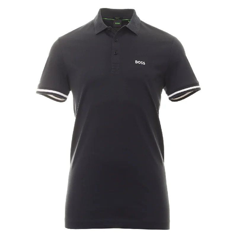 Men's Shirts with Graphic SleevesHugo Boss Men's Navy Blue Paddy 1 Stretch Cotton Short Sleeve Polo T-Shirt
