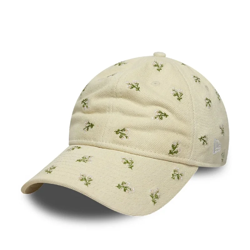 Sun-Protective Beach HatsWomens New Era Floral Cream 9TWENTY Adjustable Cap