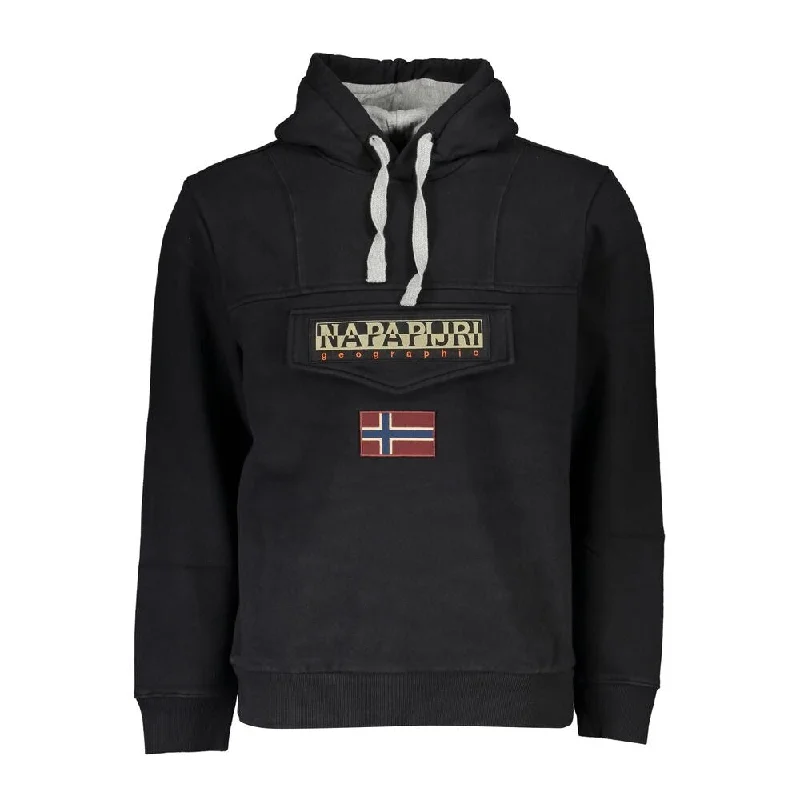 Fashionable Men's Crew-Neck SweatersNapapijri Black Cotton Men Men's Sweater