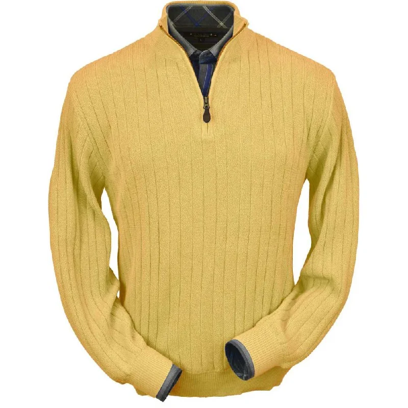 Athletic Men's Performance SweatersBaby Alpaca 'Links Stitch' Half-Zip Mock Neck Sweater in Gold by Peru Unlimited