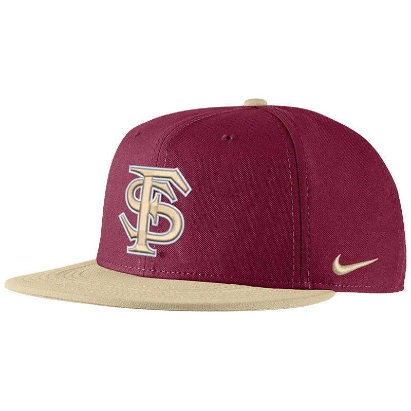 Rainproof Bucket HatsNike Interlocking FS Logo Dri-fit True Fitted Baseball Cap - Garnet/Gold