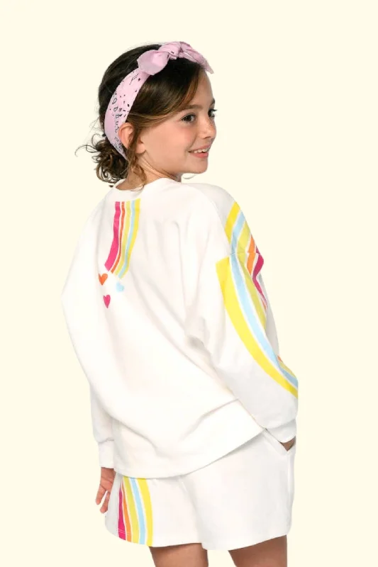 Robust Men's Denim ShortsLittle Girls I Tween Rainbow Print Sporty Athleisure Shorts