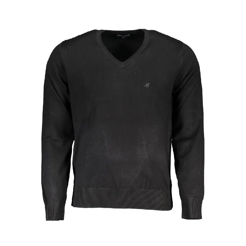 Men's Sweaters with Straight-Cut ShapesU.S. Grand Polo Black Nylon Men's Sweater