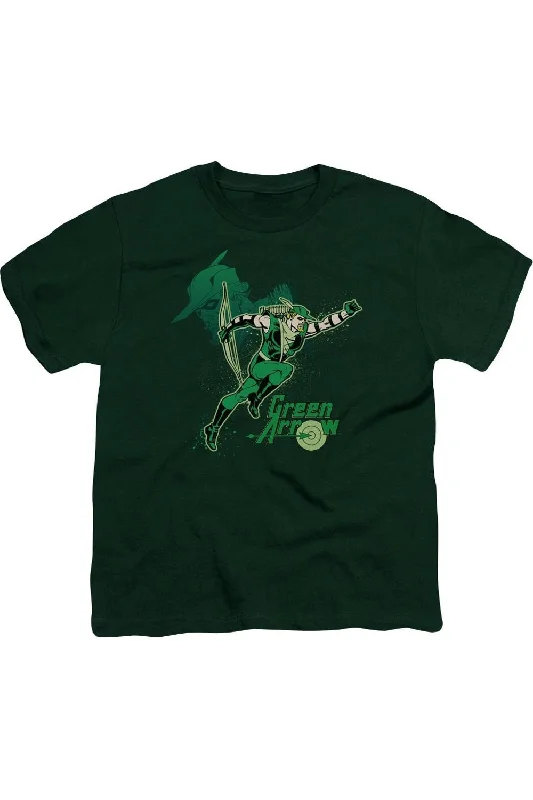 Men's Shirts with Pin CollarsDC Comics Green Arrow Green Arrow In Action Short Sleeve Youth Tee / T-Shirt