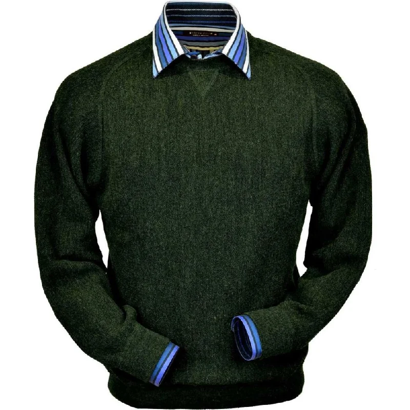 Men's Sweaters with ZippersBaby Alpaca 'Links Stitch' Sweatshirt-Style Crew Neck Sweater in Hunter Green Heather by Peru Unlimited Men's Sweaters with ZippersBaby Alpaca 'Links Stitch' Sweatshirt-Style Crew Neck Sweater in Hunter Green Heather by Peru Unlimited