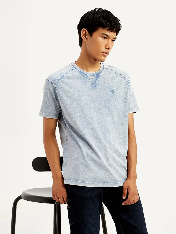 Men's Three-Quarter Sleeved TopsMen's Abstract Print Crew Neck T-Shirt