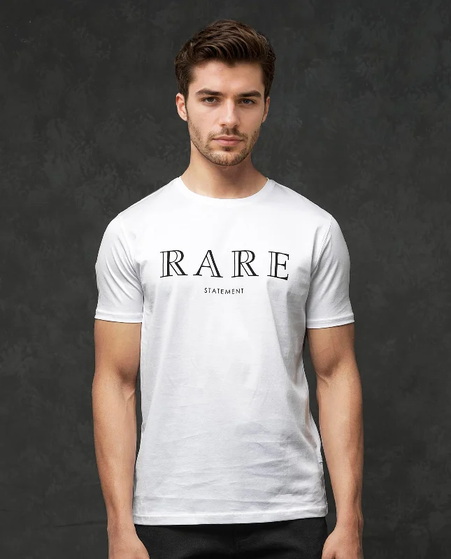 Men's Shirts with Surplice HemlinesRare Rabbit Mens Junot White Cotton Fabric Short Sleeve Graphic Print T-Shirt