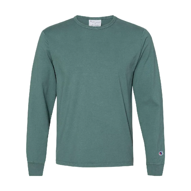 Men's Shirts with Striped PatternsChampion Garment-Dyed Long Sleeve T-Shirt