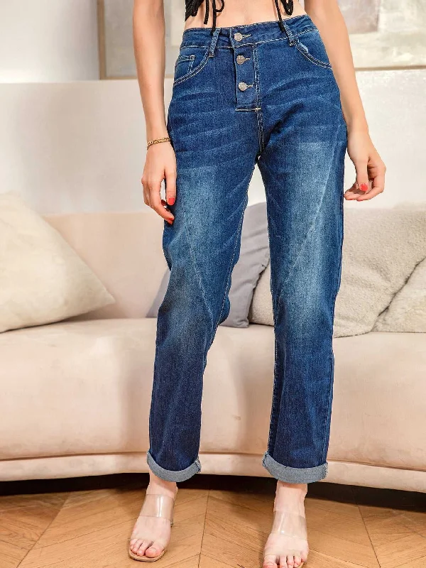 Elegant Straight-Leg Men's JeansKittenAlarm - Womens Straight Leg Skinny Jeans Washed  Denim Jeans  Stretch Denim Pants