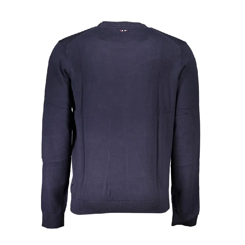 Men's Sweaters with Low-Neck DesignsNapapijri Blue Cotton Men Men's Sweater