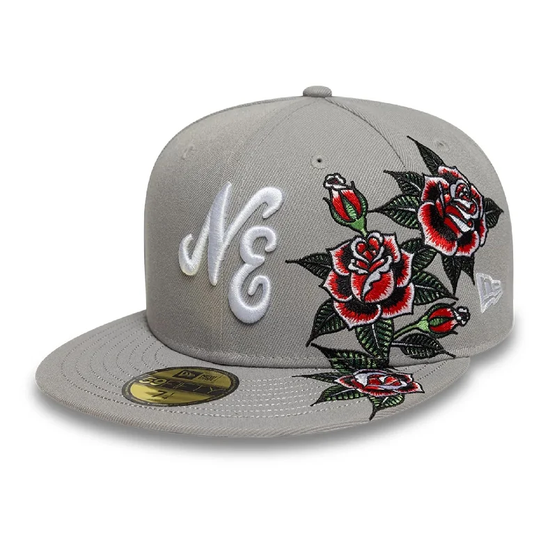 Customized Baseball CapsNew Era Floral Grey 59FIFTY Fitted Cap
