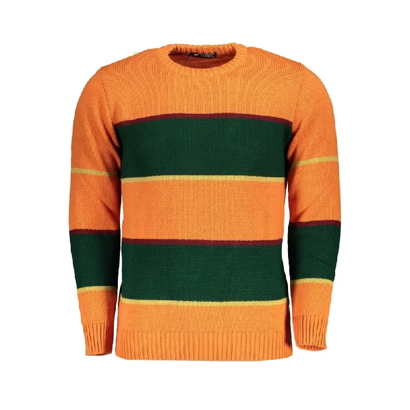 Patterned Men's Fair Isle SweatersU.S. Grand Polo Orange Fabric Men's Sweater